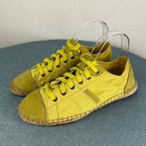 Calvin Klein Jeans Gisella Lemon Yellow Canvas Lace Up Sneakers Shoes 7.5
